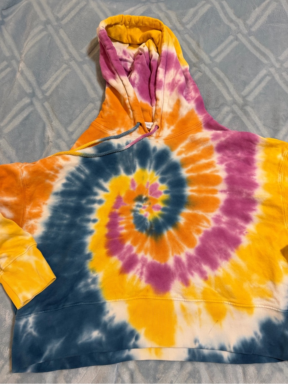 Daydreamer Tie-Dye Spiral Hoodie in Yellow, Pink & Blue